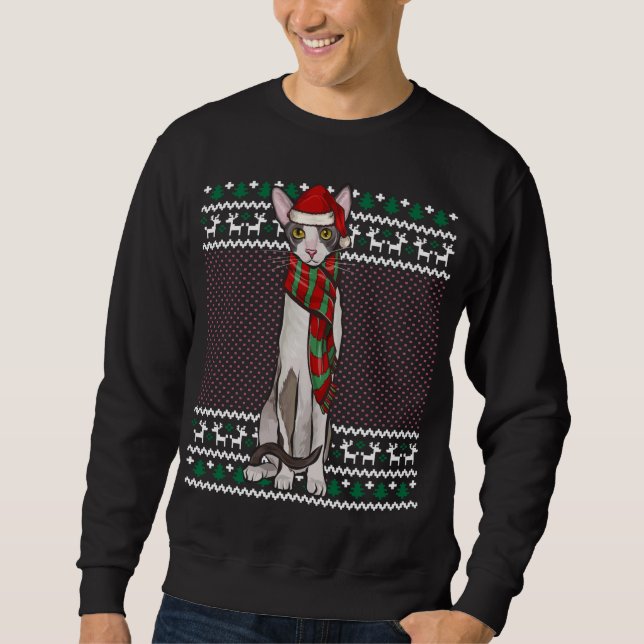 Sudadera Xmas Cornish Rex Cat Santa Hat Navidades feos (Anverso)