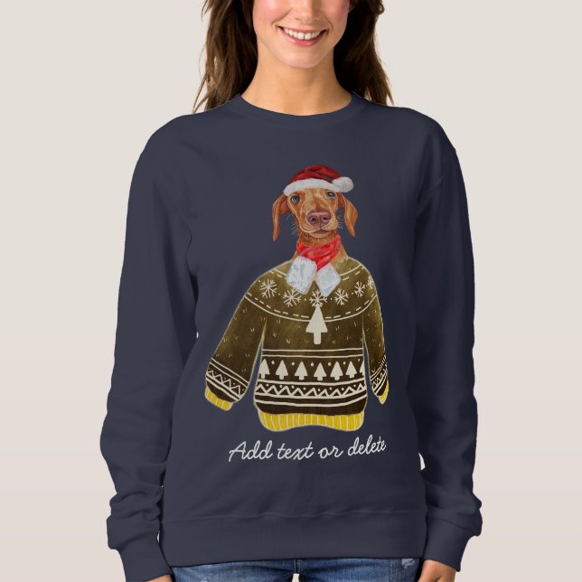 Sudadera Xmas Cream Dachshund Navidades feos Weiner Dog Mom (Anverso)