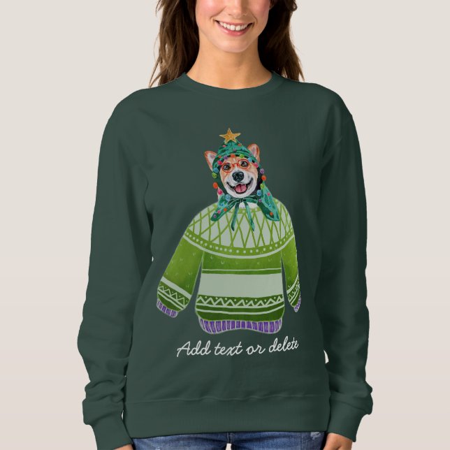 Sudadera Xmas Cute Corgi Navidades feos Perro Mamá (Anverso)