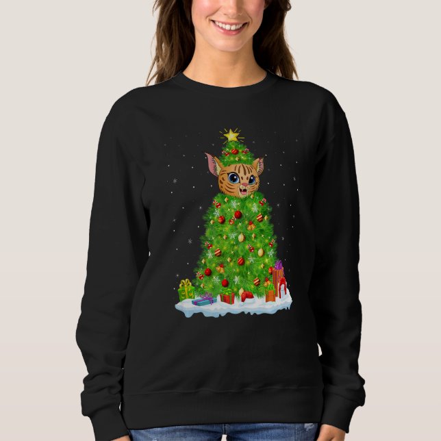 Sudadera Xmas Decorations Lights Santa Bobcat Christmas Tre (Anverso)