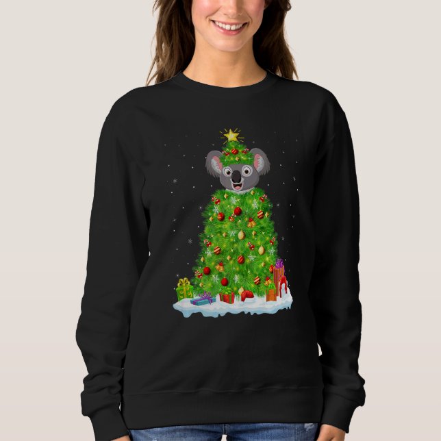 Sudadera Xmas Decorations Lights Santa Koala Christmas Tree (Anverso)