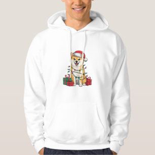 Sudadera Xmas Encendiendo Santa Hat Shiba Inu Perro Navidad