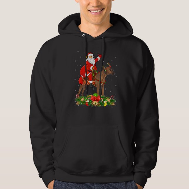 Sudadera Xmas Gracioso Santa Riendo Ridgeback Perro Rhodesi (Anverso)