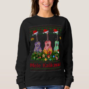 Sudadera Xmas hawaiana Ugly Mele Kalikimaka Guitar Ukulele