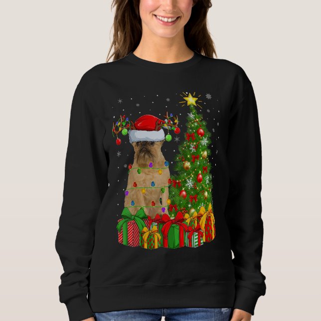 Sudadera Xmas Holiday Light Santa Brussels Griffon Dog Chri (Anverso)
