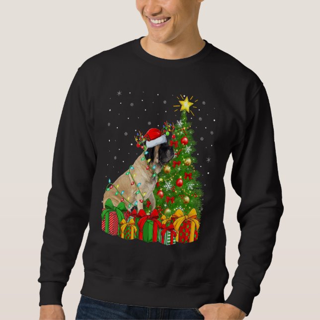 Sudadera Xmas Holiday Lights Santa English Mastiff Dog Chri (Anverso)