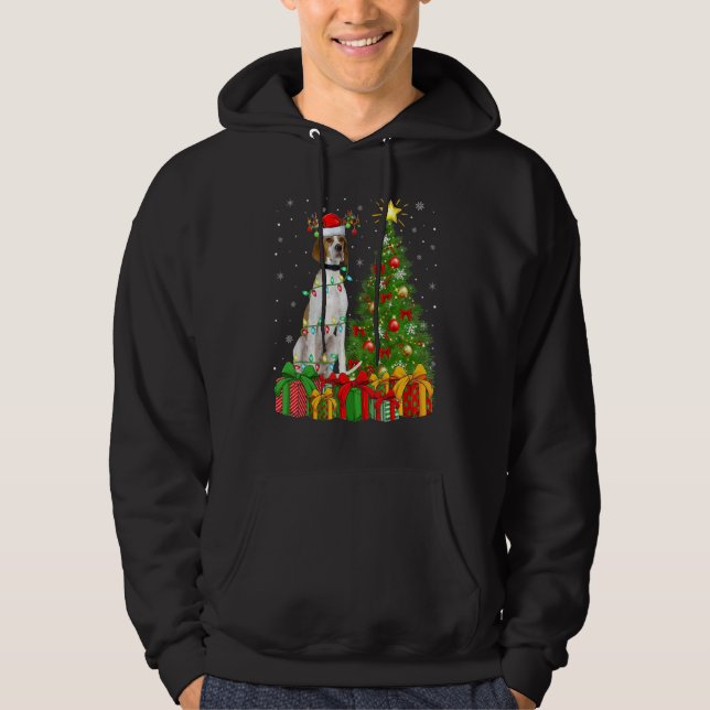 Sudadera Xmas Holiday Lights Santa English Pointer Dog Chri (Anverso)