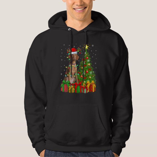 Sudadera Xmas Holiday Lights Santa Vizsla Dog Christmas Tre (Anverso)