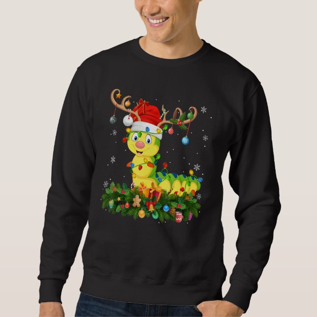Sudadera Xmas Holiday Reindeer Hat Santa Caterpillar Christ (Anverso)