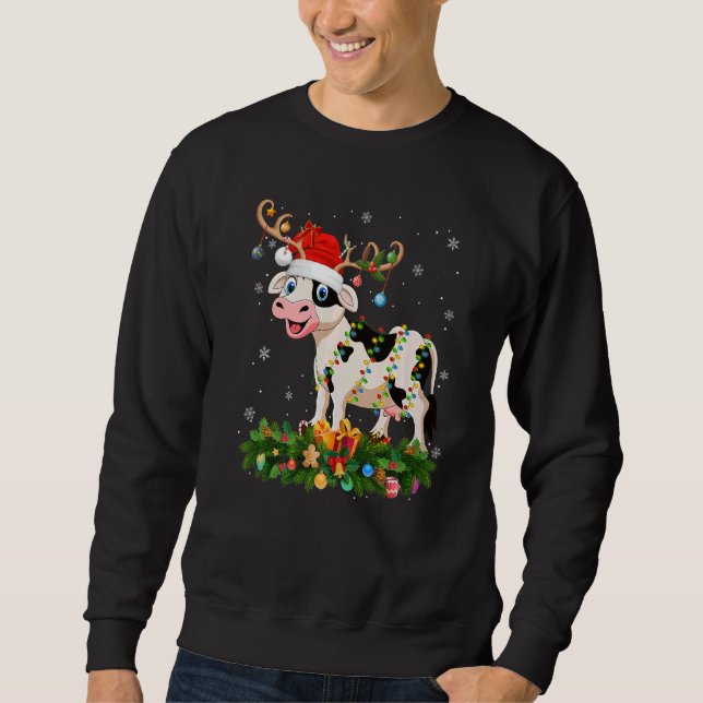 Sudadera Xmas Holiday Reindeer Hat Santa Cattle Christmas   (Anverso)