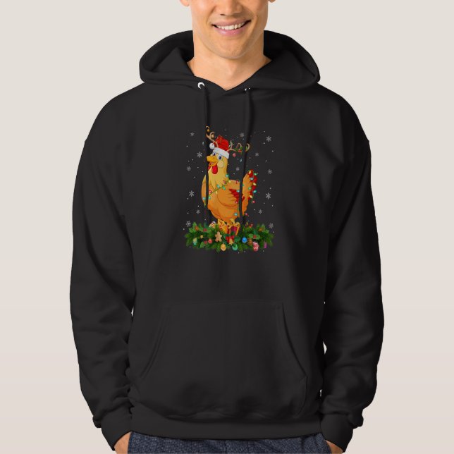 Sudadera Xmas Holiday Reindeer Hat Santa Chicken Bird Chris (Anverso)