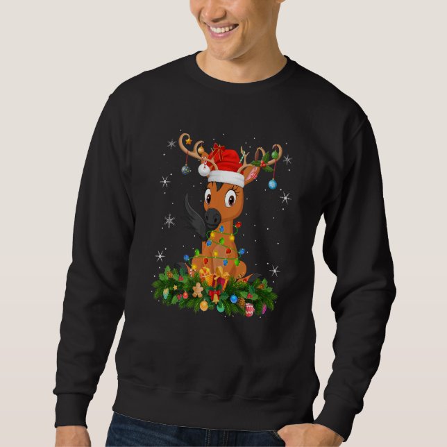 Sudadera Xmas Holiday Reindeer Hat Santa Horse Christmas   (Anverso)