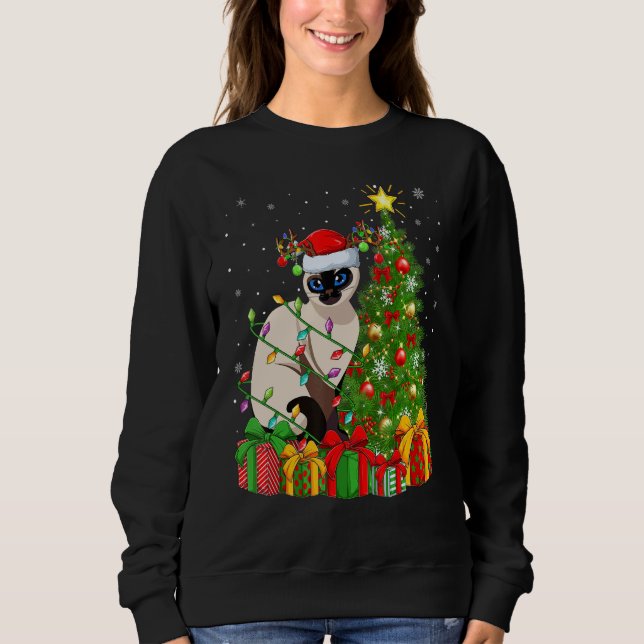 Sudadera Xmas Holiday Santa Balinese Cat Christmas Tree (Anverso)