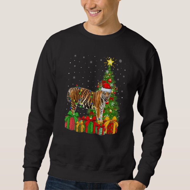 Sudadera Xmas Holiday Santa Bengal Tiger Christmas Tree   (Anverso)