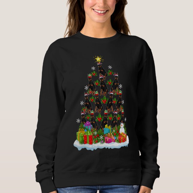 Sudadera Xmas Holiday   Santa Doberman Dog Christmas Tree (Anverso)