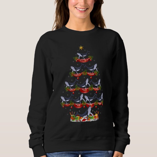 Sudadera Xmas Holiday Santa Humpback Whale Christmas Tree (Anverso)
