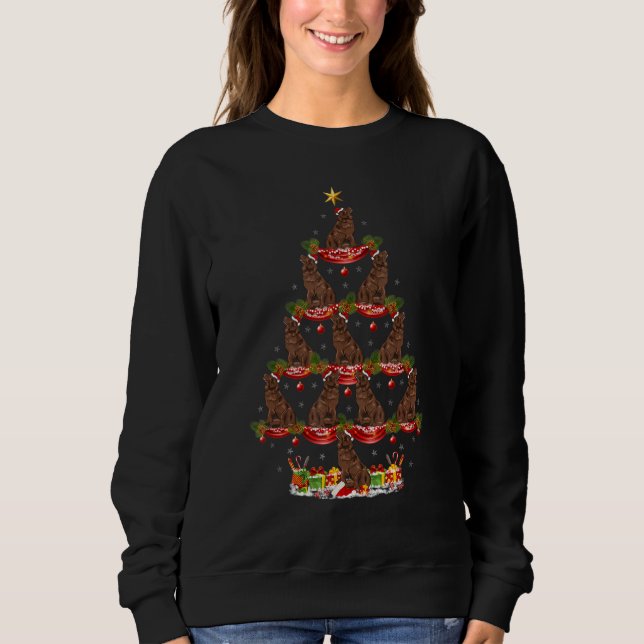 Sudadera Xmas Holiday Santa Newfoundland Dog Christmas Tree (Anverso)