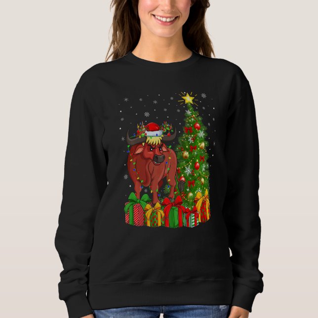 Sudadera Xmas Holiday Santa Water Buffalo Christmas Tree   (Anverso)