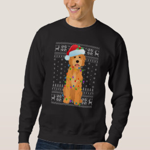 Sudadera Xmas Iluminando Santa Hat Ugly Goldendoodle Christ