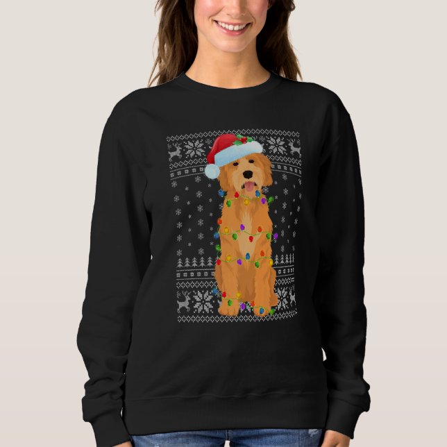 Sudadera Xmas Iluminando Santa Hat Ugly Goldendoodle Christ (Anverso)