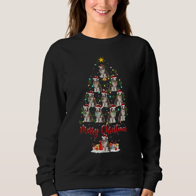 Sudadera Xmas Lights Santa Bearded Collie Dog Christmas Tre (Anverso)