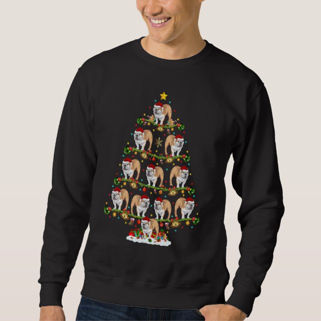 Sudadera Xmas Lights Santa English Bulldog Christmas Tree (Anverso)