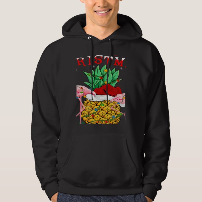 Sudadera Xmas Lights Santa Flamingo Pineapple Merry Christm (Anverso)