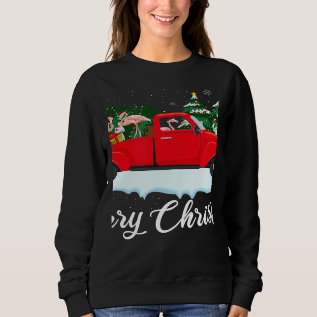 Sudadera Xmas Lights Tree Santa Flamingo Red Truck Merry Ch (Anverso)