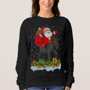 Sudadera Xmas luminoso Divertido Santa Claus Riding Schnauz