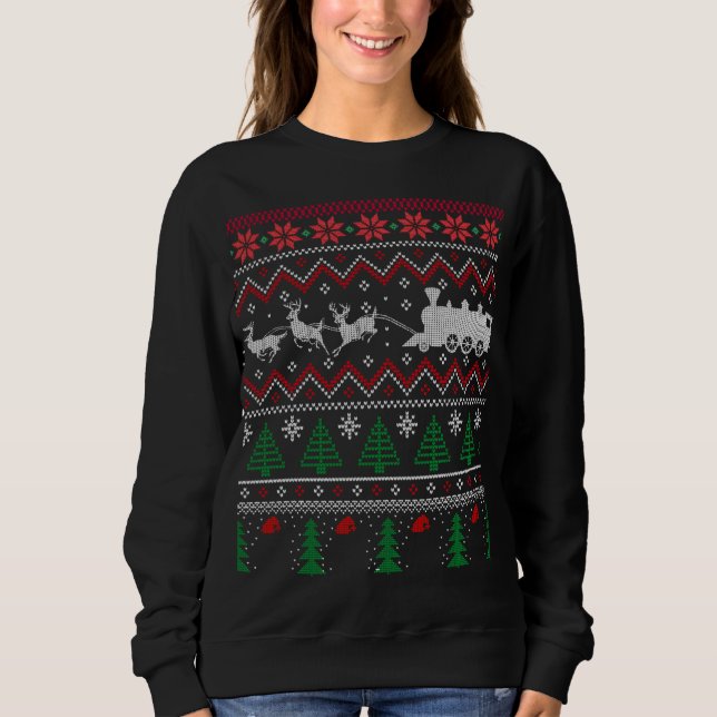 Sudadera Xmas Modelo de Locomotora Tren Navidades feos suét (Anverso)