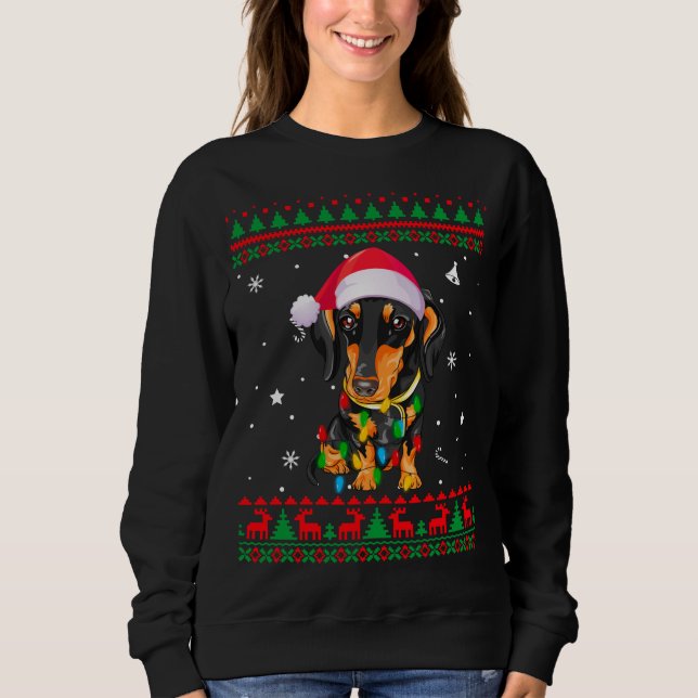 Sudadera Xmas Navidades suéteres feos iluminan el perro de  (Anverso)