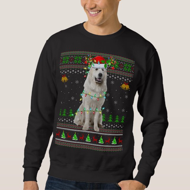 Sudadera Xmas Reindeer Santa Hat Gran Pirineo Perro Feo Ch (Anverso)