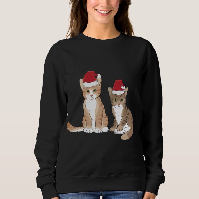 Sudadera Xmas Tabby Kitten Red Santa Hat Meow Cute Christma (Anverso)