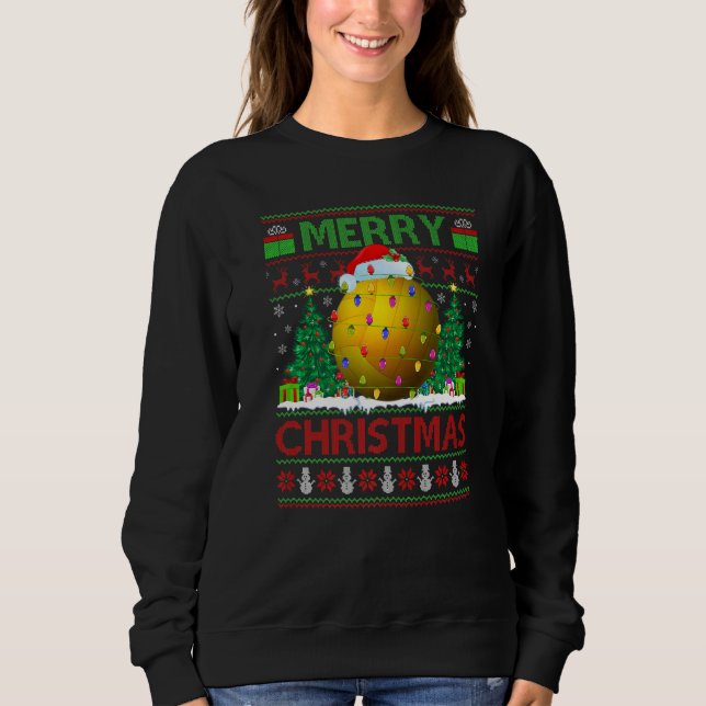 Sudadera Xmas Tree Lights Ugly Santa Beach Volleyball Chris (Anverso)
