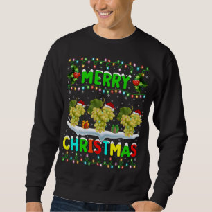 Sudadera Xmas uvas Fruit Iluminando Santa Hat Feliz Navidad