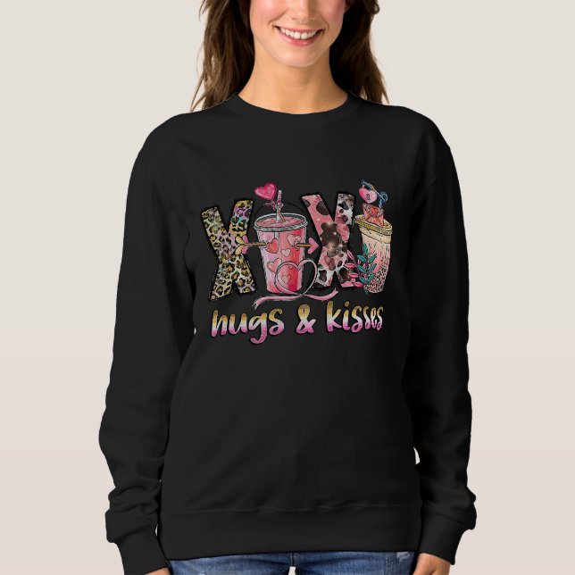 Sudadera Xoxo Hugs and Kisses Coffee  Heart Valentine's Day (Anverso)