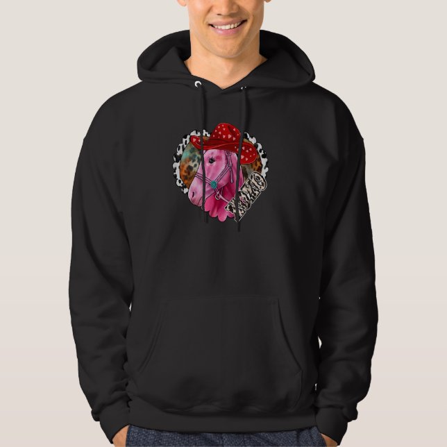Sudadera Xoxo Pink Horse Heart Leopard Western Valent (Anverso)