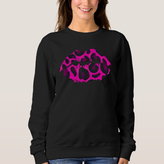 Sudadera XOXO Pink Leopard Lip Valentine's Day (Anverso)