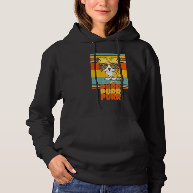 Sudadera Y gato leopardo con gafas de sol ronroneando retro (Anverso)