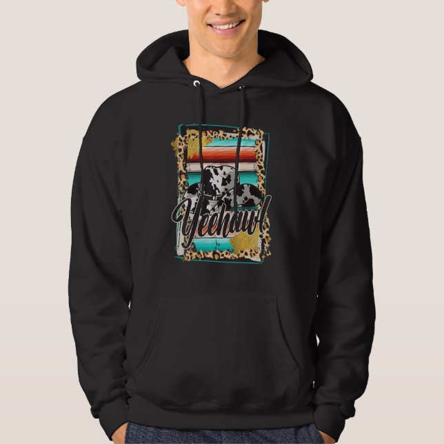 Sudadera YEEHAW  Leopard Cow Pattern Print Serape Rodeo 1 (Anverso)