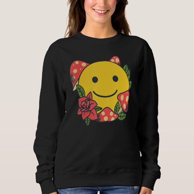 Sudadera Yellow Smile   Smiling Face Cute Mushroom Rose Flo (Anverso)