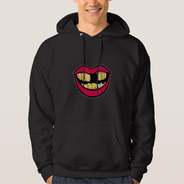 Sudadera Yellow teeth with tooth gap kissing mouth for 90s  (Anverso)