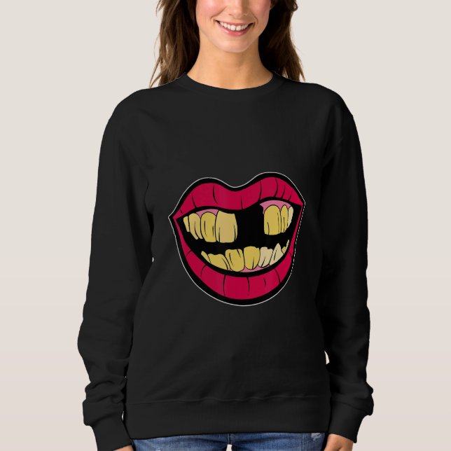 Sudadera Yellow teeth with tooth gap kissing mouth for 90s  (Anverso)