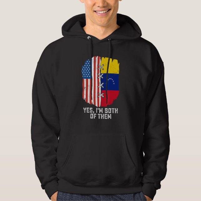 Sudadera Yes, I'm Both Of Them Half American Half Venezuela (Anverso)