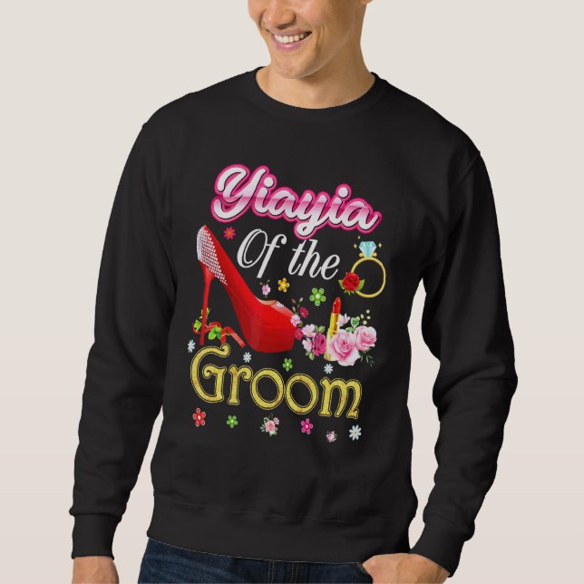 Sudadera Yiayia De Groom Feliz Boda Flor Zapato Rosa (Anverso)