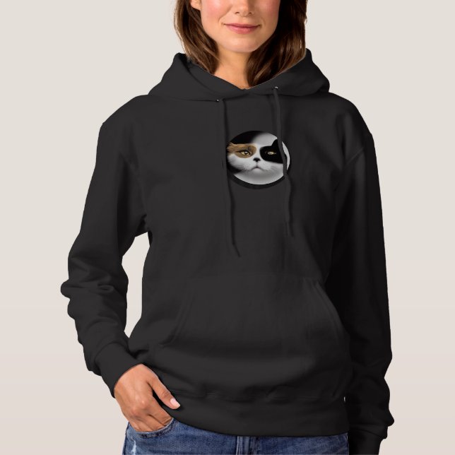 Sudadera Yin Yang Cat Mask Balance Meditation Zen Cat Ying  (Anverso)