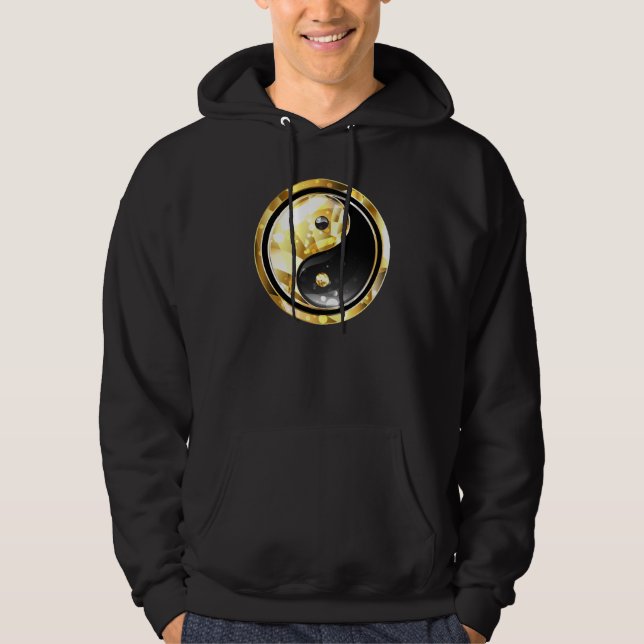 Sudadera Yin Yang dorado en negro (Anverso)