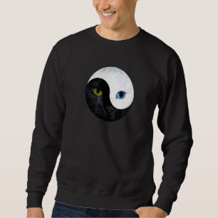 Sudadera Yin Yang Face Cat Meditación Yoga Negro Y Blanco