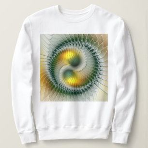 Sudadera Yin Yang Verde Amarillo Fractal Abstracto Colorido