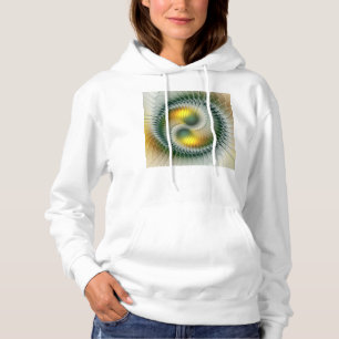 Sudadera Yin Yang Verde Amarillo Fractal Abstracto Colorido